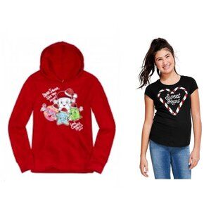 Justice Girls Christmas Hoodie & Tee Bundle NWT